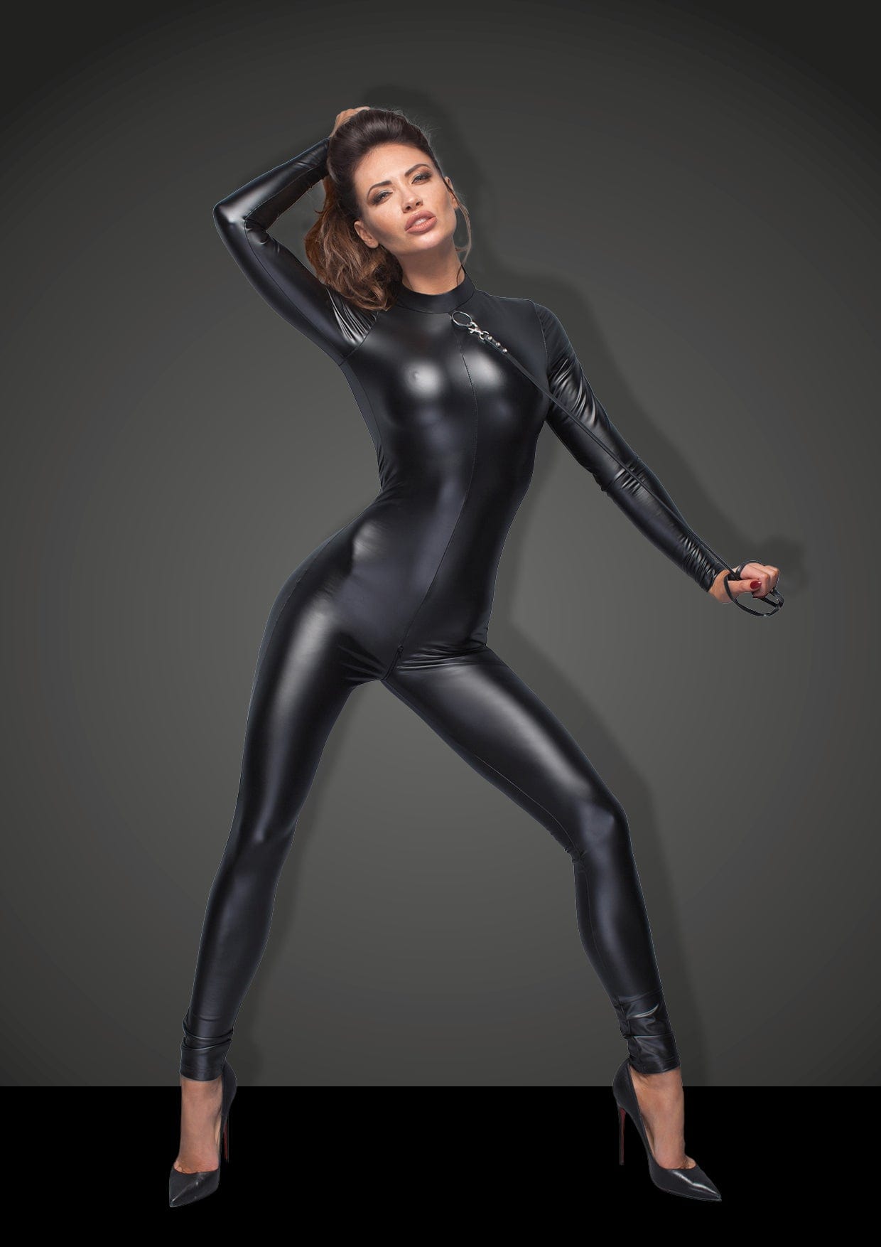 Power Wetlook Overall With Leash And Two Way Zipper