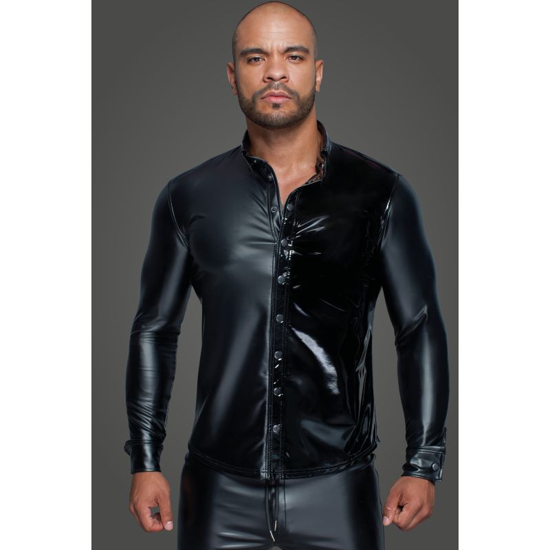 Powerwetlook PVC Long Sleeved Button Placket Shirt
