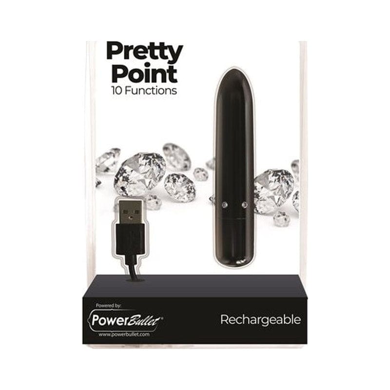 Pretty Point 4in Power Bullet Black Vibrator with 10 Functions