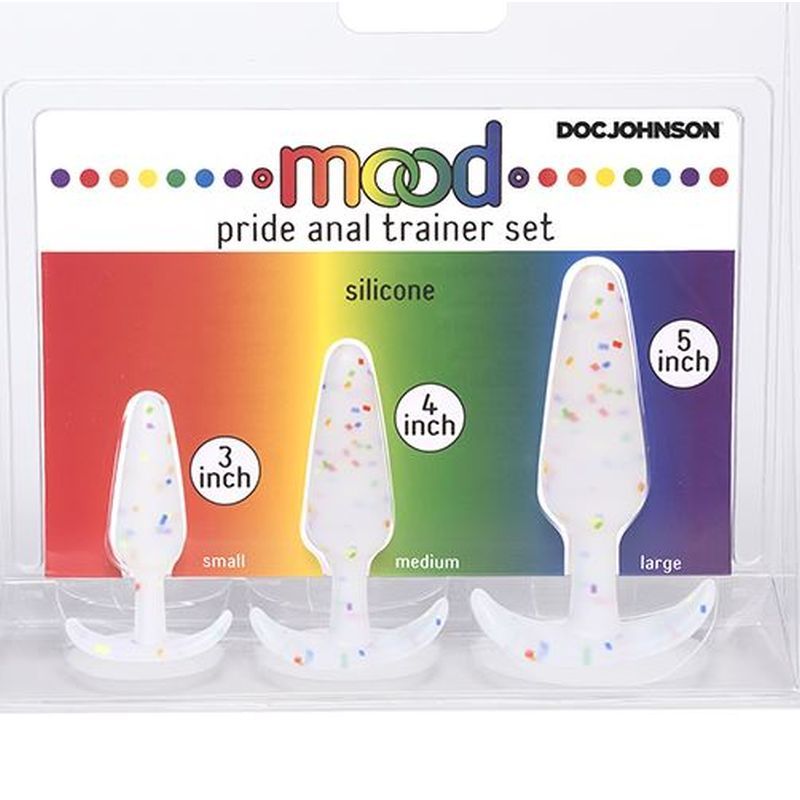 Pride Anal Trainer Set with Three Sizes of Mood Naughty Butt Plugs
