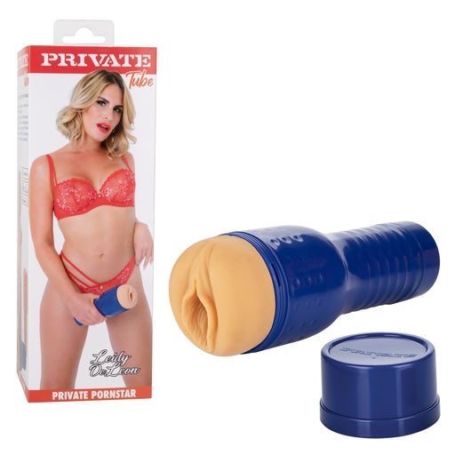 Private Tube Leidy De Leon Pussy Realistic Flesh Tone Sleeve with Blue Textured Case > Sex Toys For Men > Masturbators > Pornstar