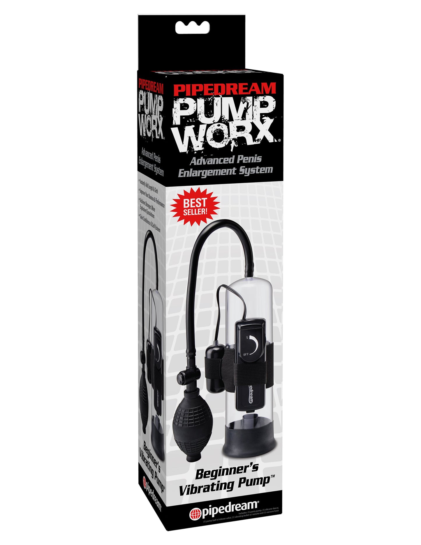 Pump Worx Beginner Vibrating Penis Pump Clear Black