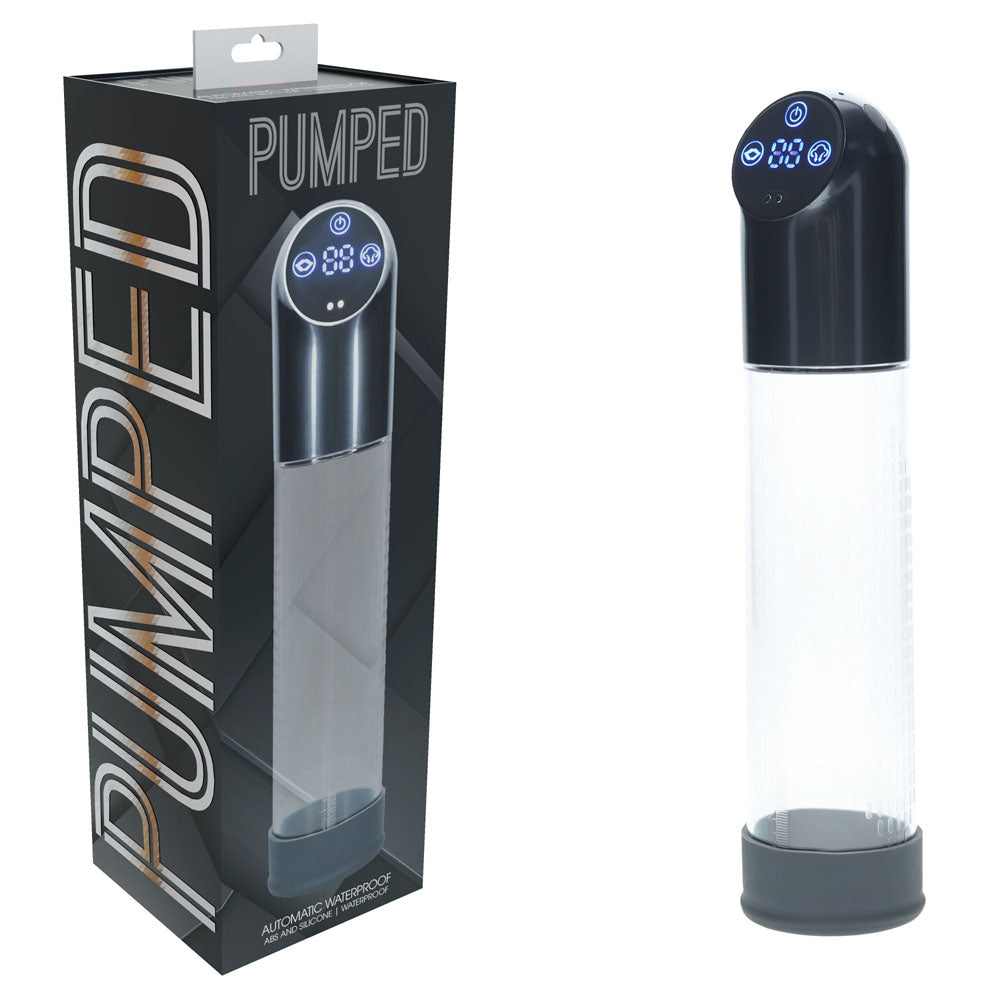 Pumped Automatic Waterproof Penis Pump in Charcoal - 20cm Insertable