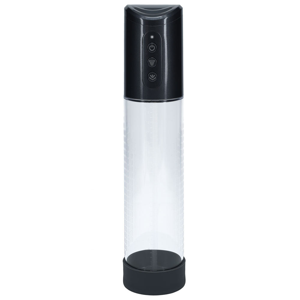 Pumped Hyperpump 20cm Automatic Penis Pump Gunmetal Grey with Silicone Insertion Sleeve