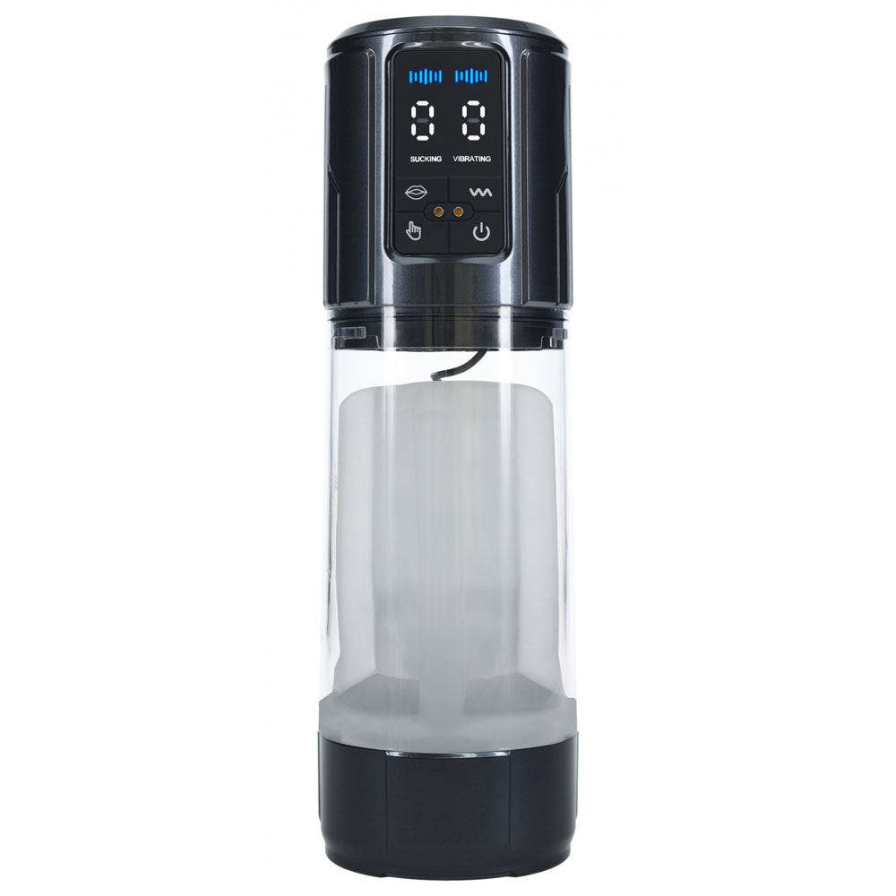 Pumped Ultralift Automatic Masturbator Gunmetal Grey Clear Intimacy Product