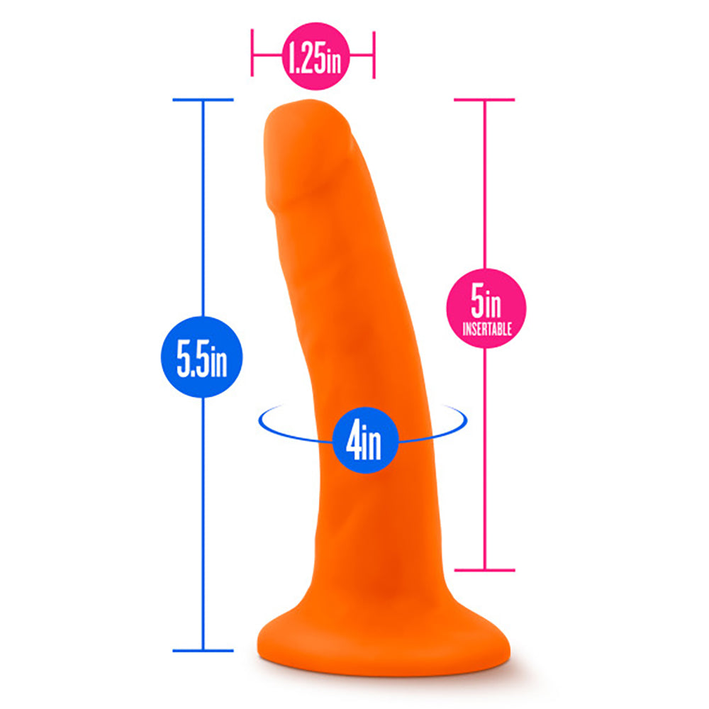 Neo Dual Density Cock 6 Inch Neon Orange Vibrator
