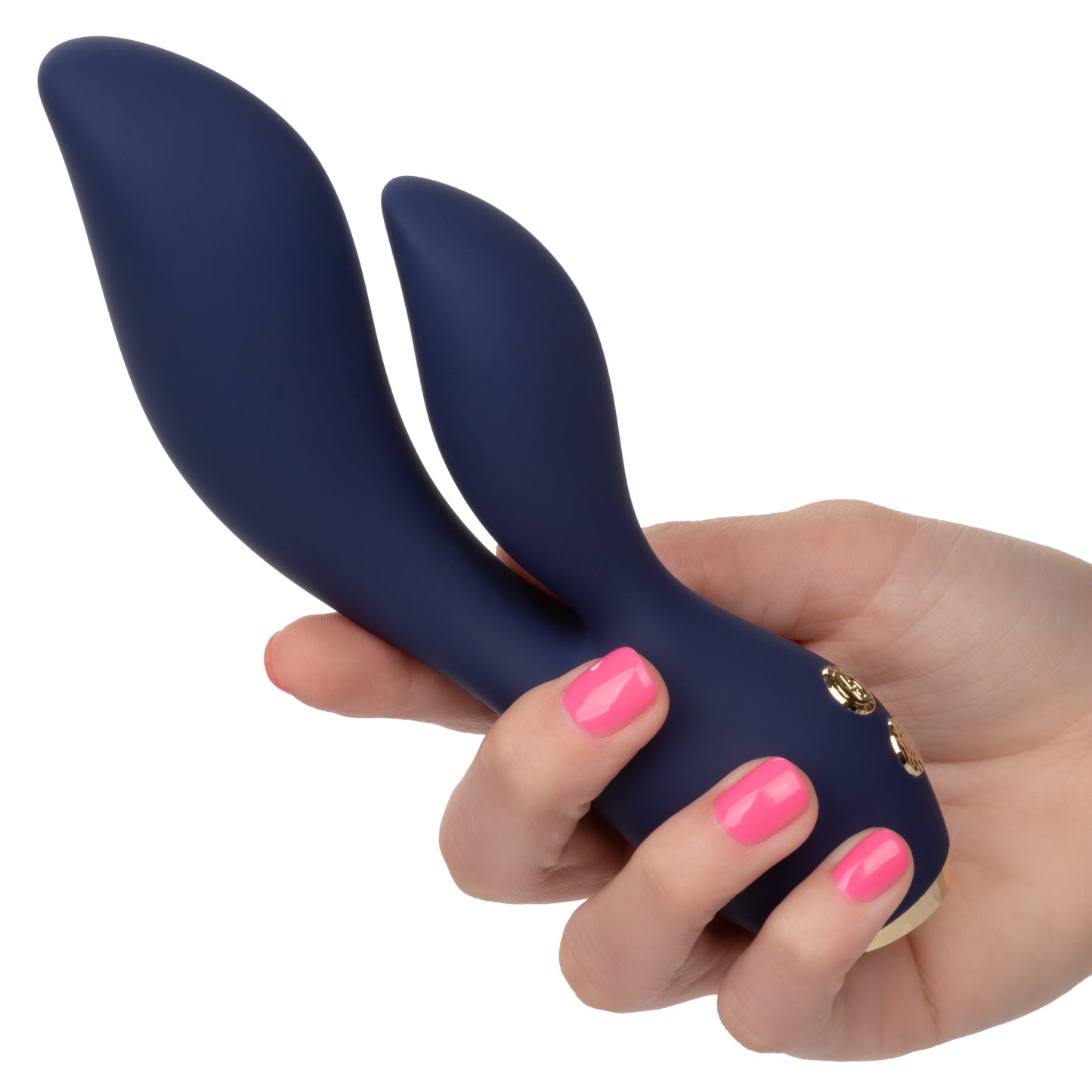 Chic Lilac Silicone Dual Motor Vibrator with Gold Accents – 10 Vibration Speeds, Rechargeable, Waterproof, Flexible Design