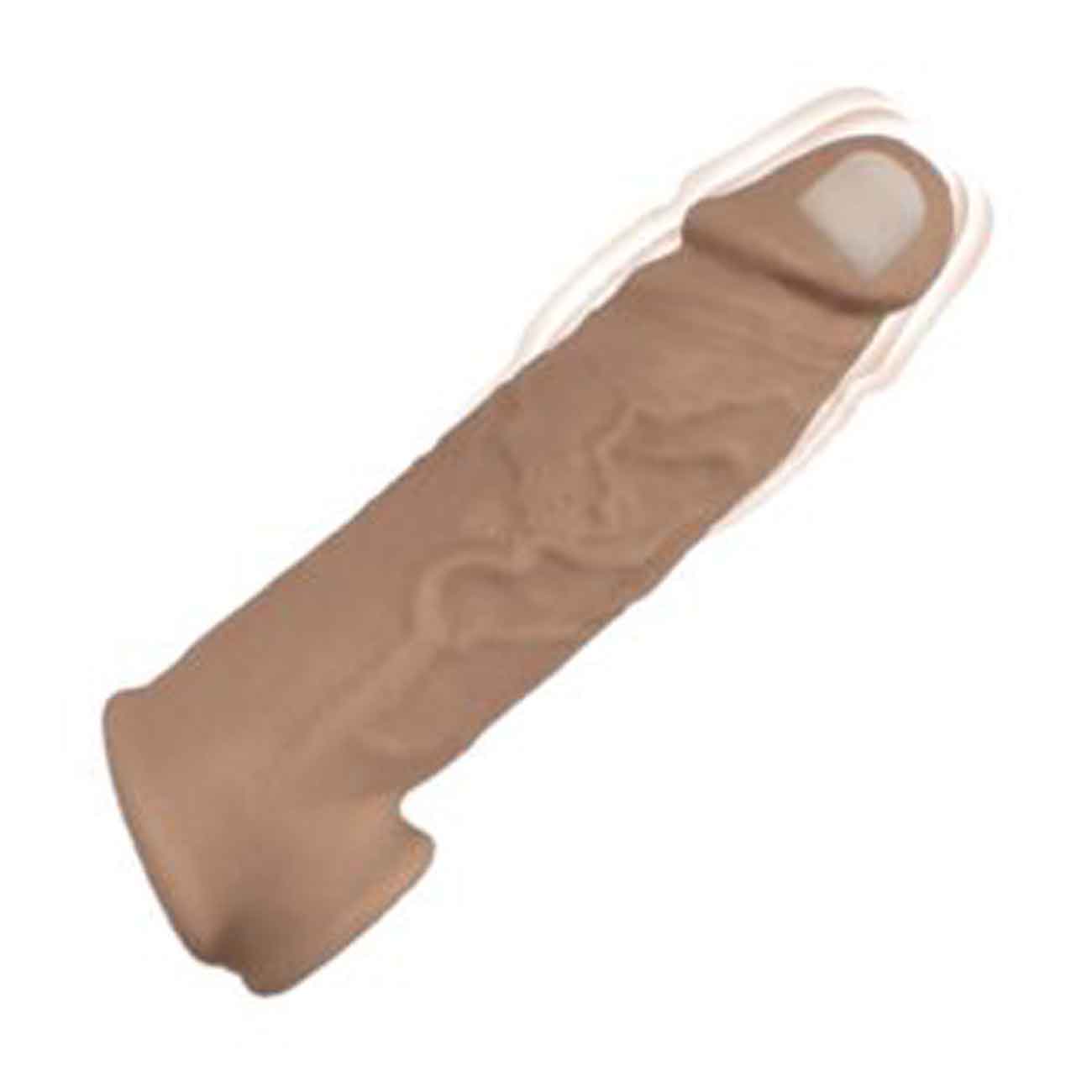 Natural Realskin Vibrating Penis Extender Sleeve Brown 7.6cm