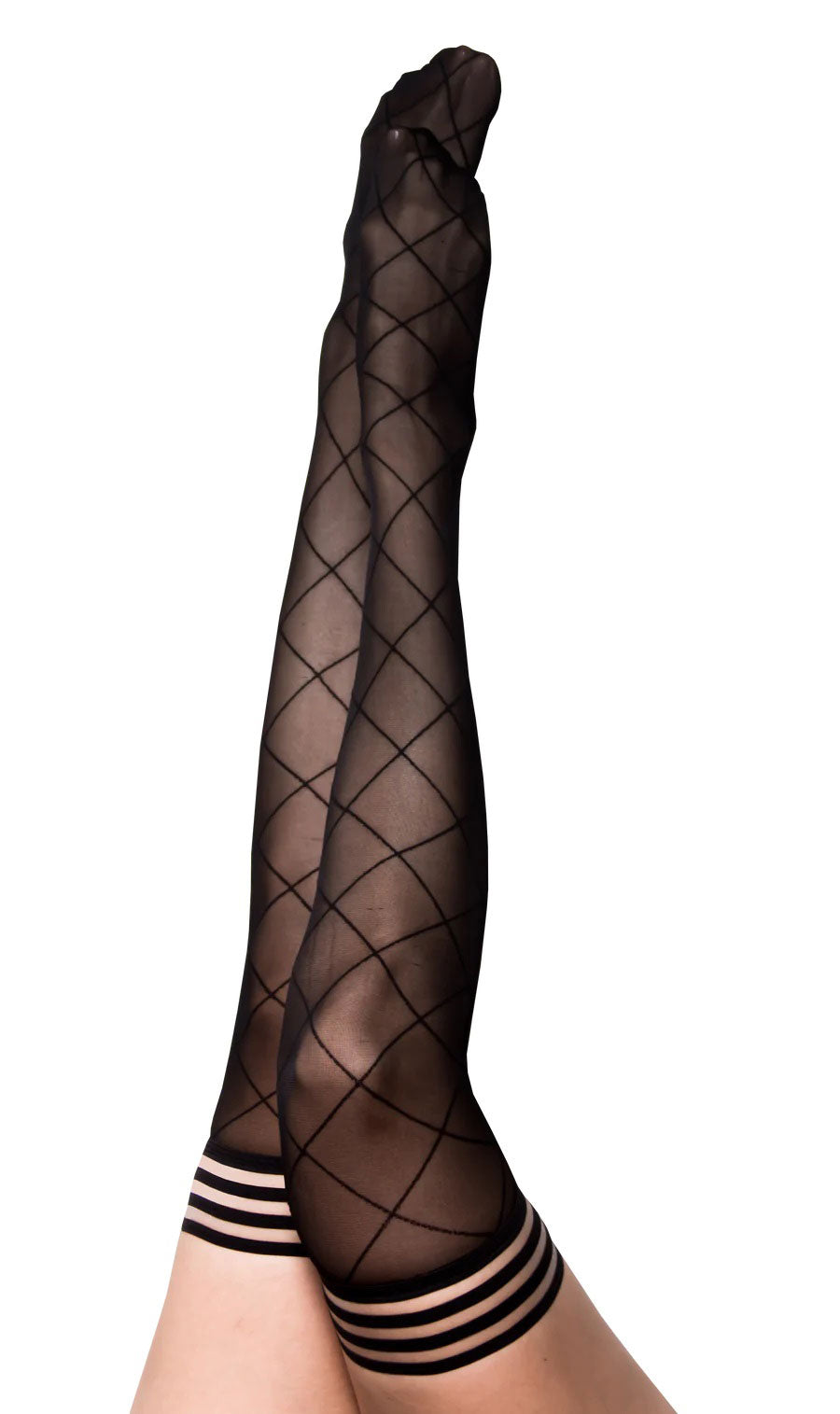 Kixies Anna Sheer Diamond Thigh Highs Size A