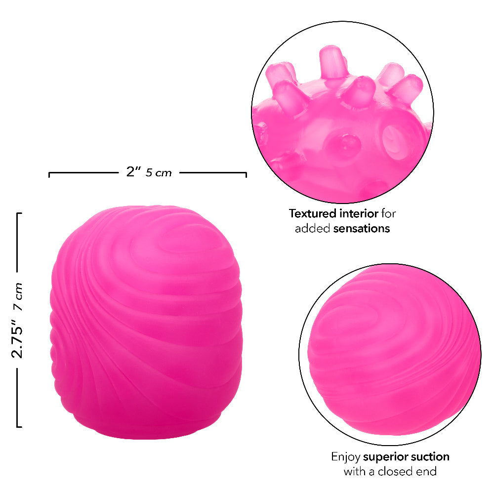 Pop Sock Textured Pink Soft Tight Stretchy Reversible Masturbator with Dual Sensations and Suction Closure