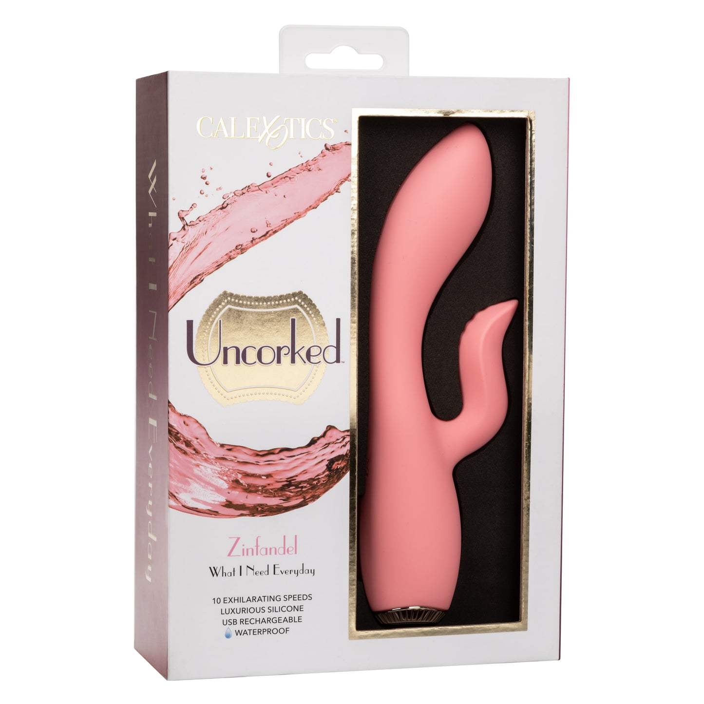 Uncorked Zinfandel Pink Dual Massager with Textured Teaser and 10 Speeds Silicone Vibrator