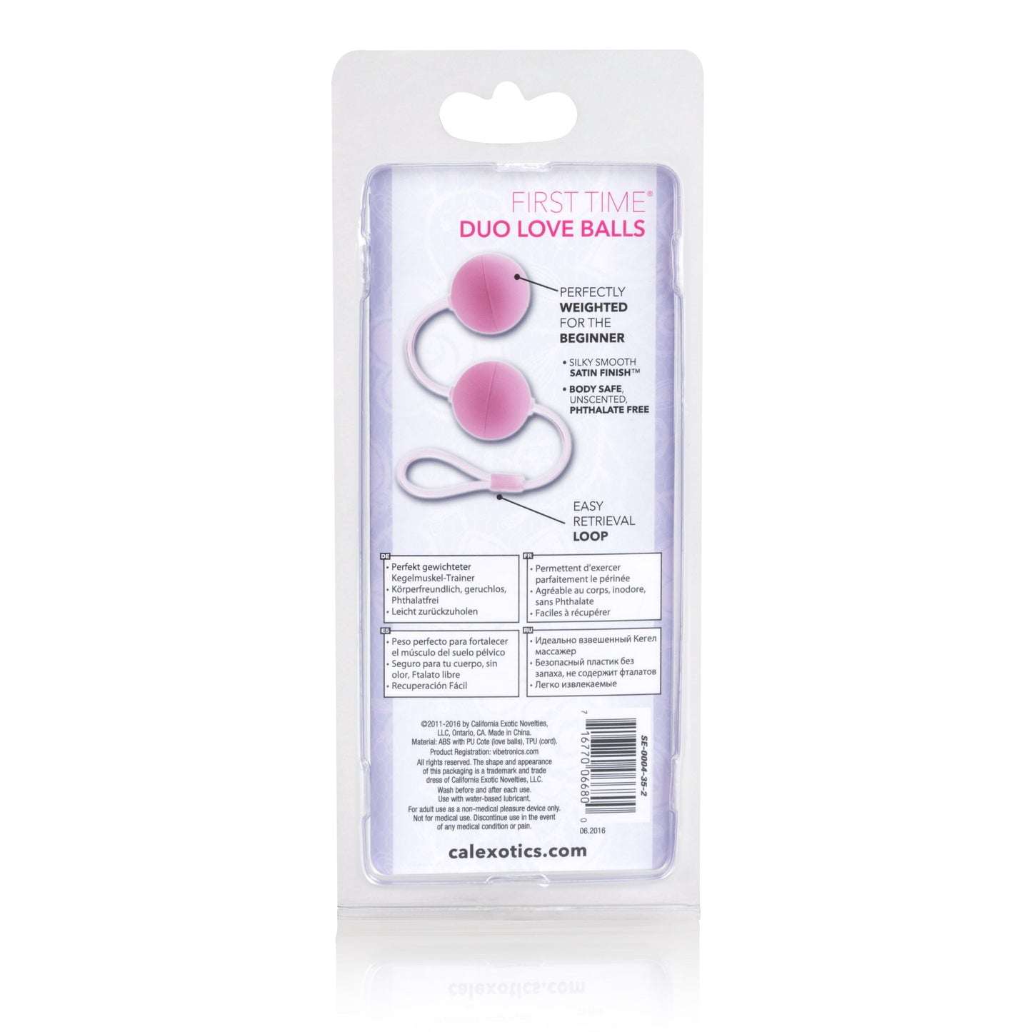 First Time Love Balls Duo Lover Pink 1.25 Inch Sculpted Kegel Balls with Retrieval Cord