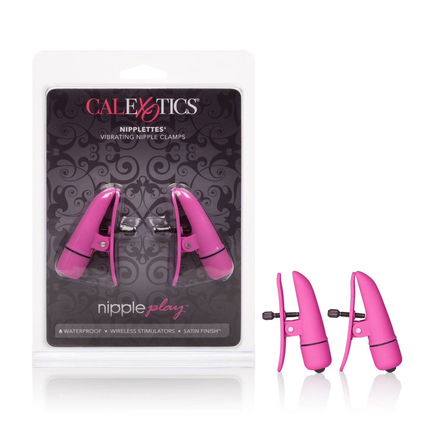 Nipple Play Nipplettes Vibrating Adjustable Nipple Clamps Pink 2.75 Inch Waterproof