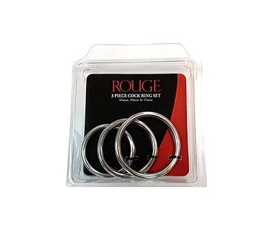 Rouge Stainless Steel 3 Piece Cock Ring Set – Smooth Mirror Polished
