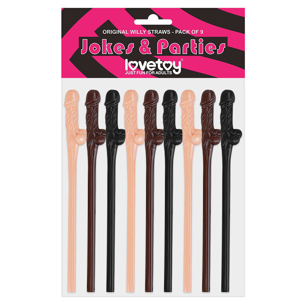 Lovetoy Pack of 9 Willy Straws – Drinking Straws Set