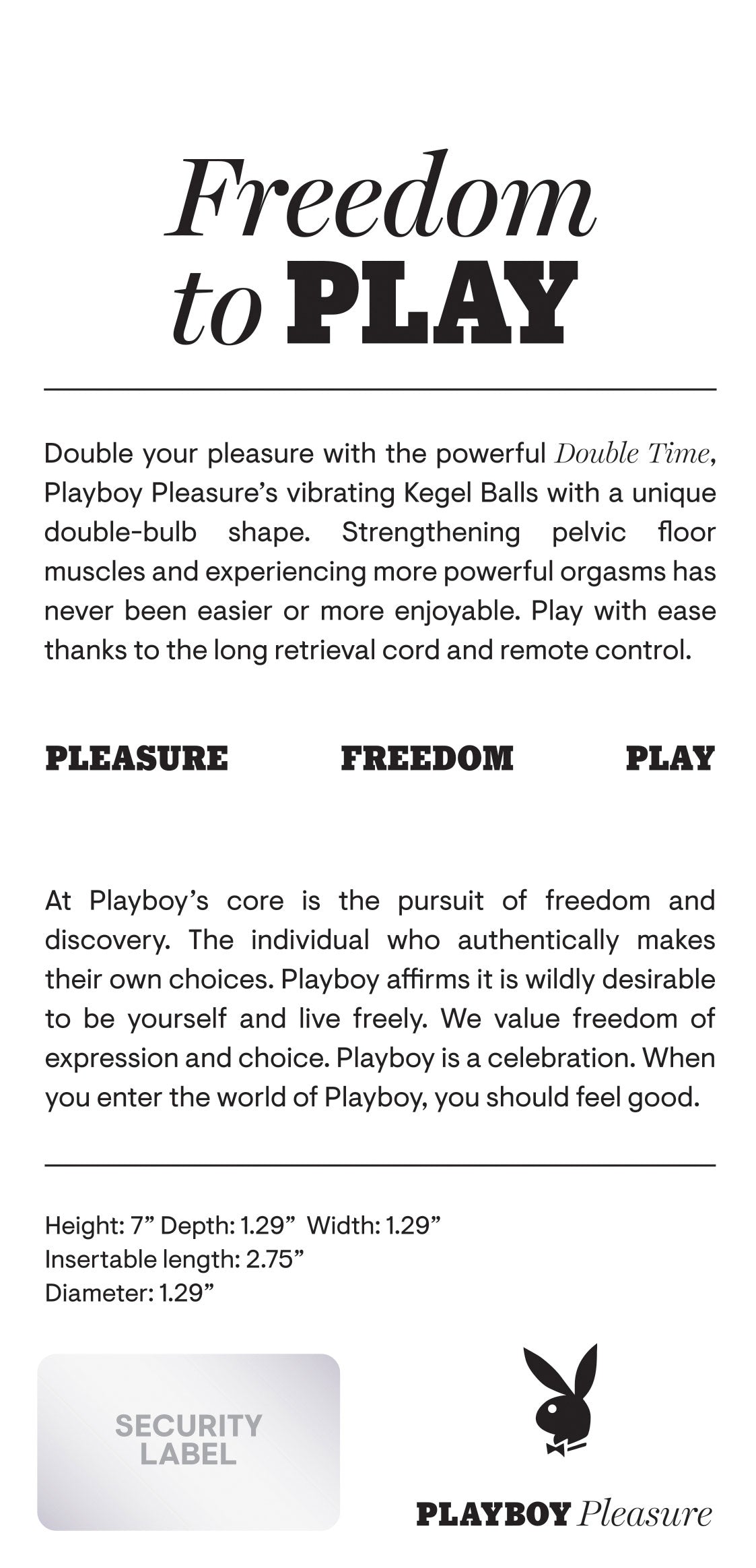 Playboy Pleasure DOUBLE TIME Kegel Balls 17.8cm Length