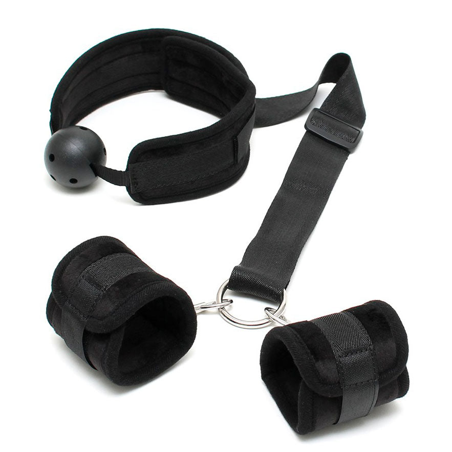Rimba Breathable Mouth Gag With Adjustable Velcro Cuffs – Bondage Kit
