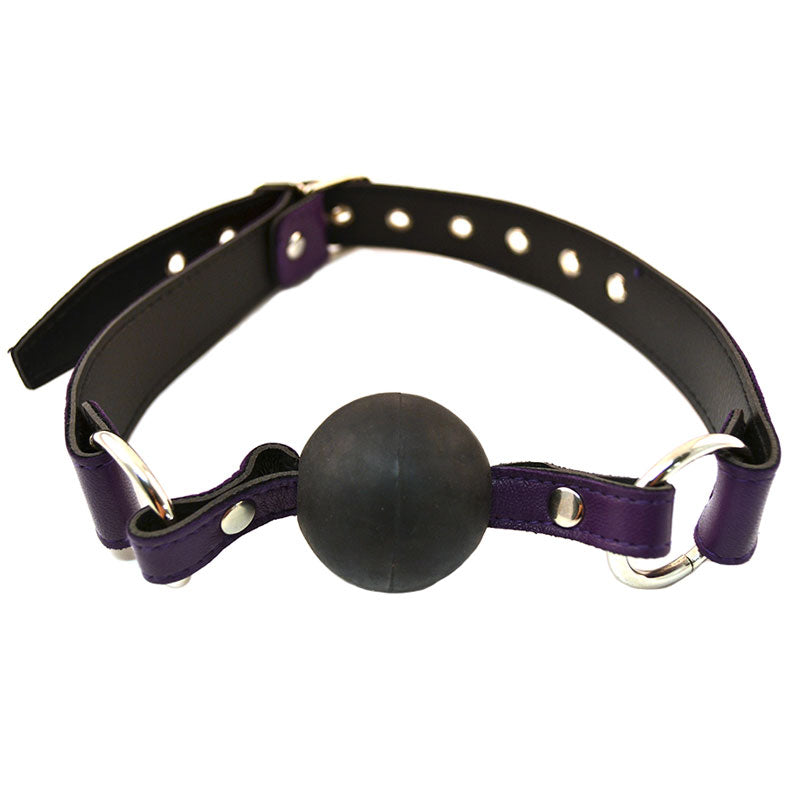 Rouge Garments Ball Gag – Leather Adjustable Strap Gag 5.5 Inch Circumference