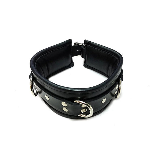 Rouge Garments Leather Padded Collar – Adjustable 2.75 Inch Wide Collar