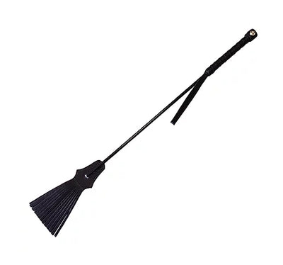 Rouge Leather Tasselled Riding Crop in Black