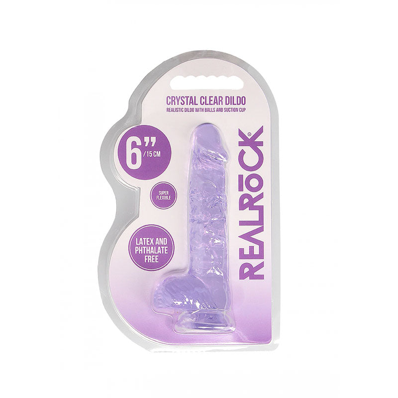 REALROCK 6'' Realistic Dildo With Balls - 15.2 cm Dong, Purple