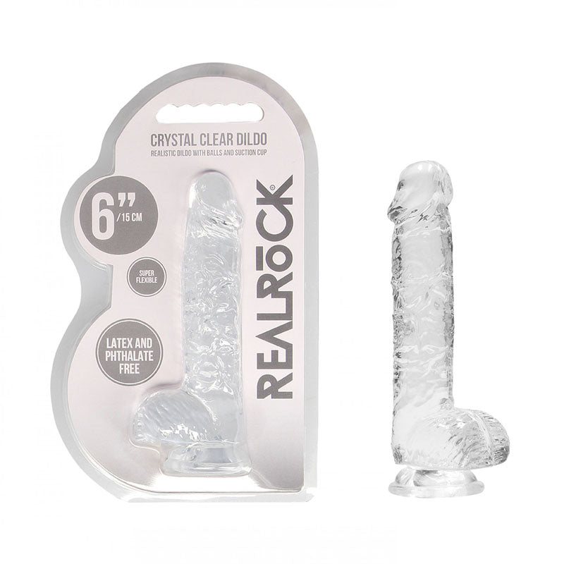 RealRock 6 Inch Transparent Crystal Clear Dildo – Realistic Body-Safe Dildo