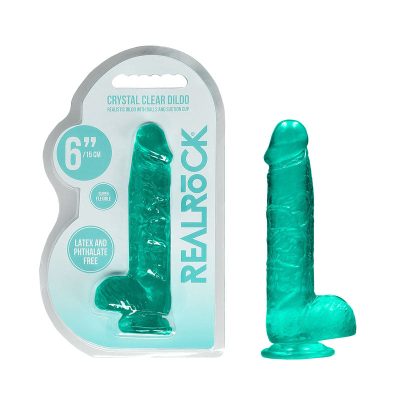 Realrock Crystal Clear 6 Inch Realistic Dildo with Balls – Suction Cup Dildo