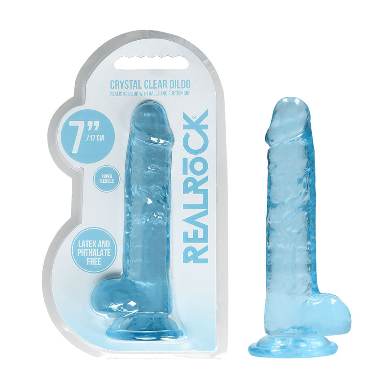 REALROCK Crystal Clear 7 Inch Realistic Dildo With Balls