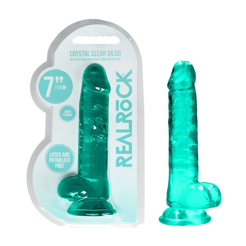 REALROCK Crystal Clear 7 Inch Realistic Dildo with Balls – Body-Safe Dildo