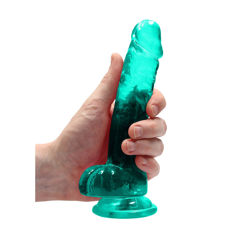 REALROCK Crystal Clear 7 Inch Realistic Dildo with Balls – Body-Safe Dildo
