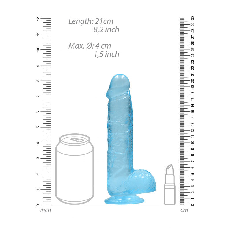 REALROCK 8'' Realistic Dildo With Balls - 20.3 cm Dong in Blue