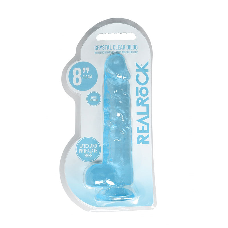 REALROCK 8'' Realistic Dildo With Balls - 20.3 cm Dong in Blue
