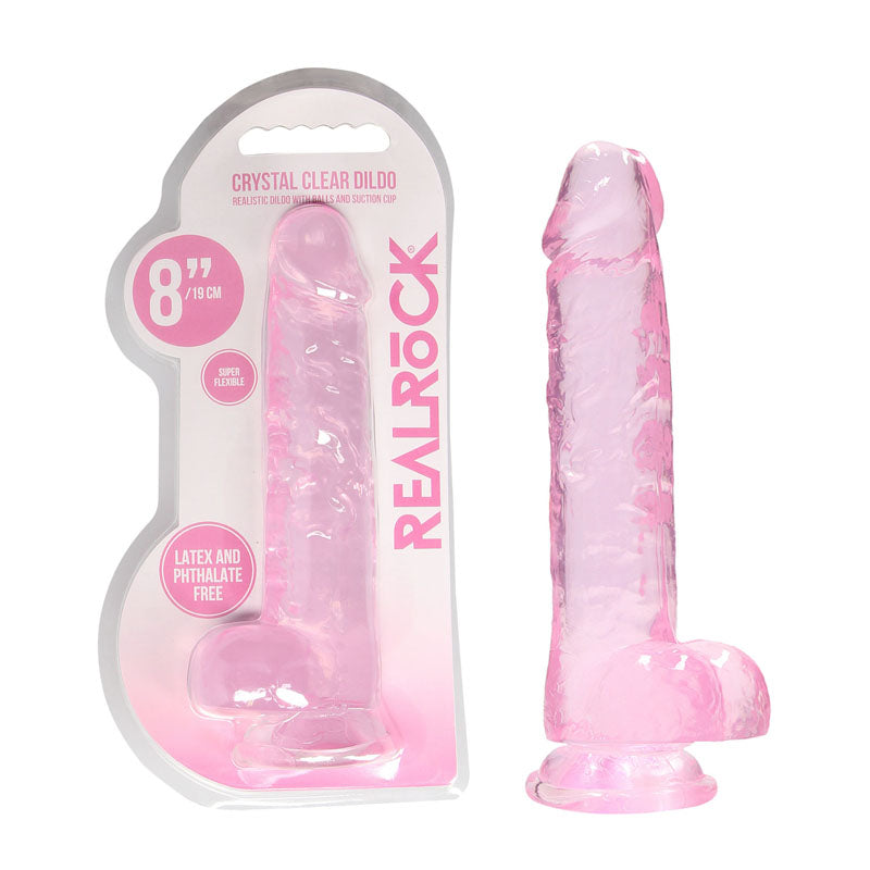 Realrock Crystal Clear 8 Inch Realistic Dildo With Balls – Body-Safe Dildo