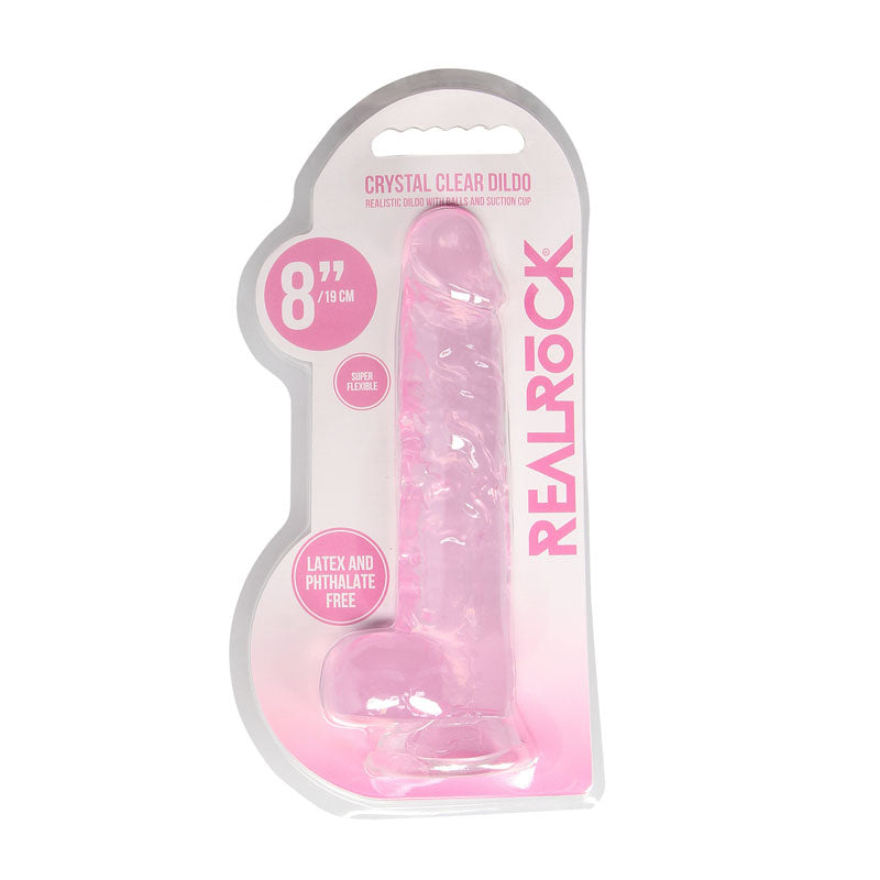 Realrock Crystal Clear 8 Inch Realistic Dildo With Balls – Body-Safe Dildo