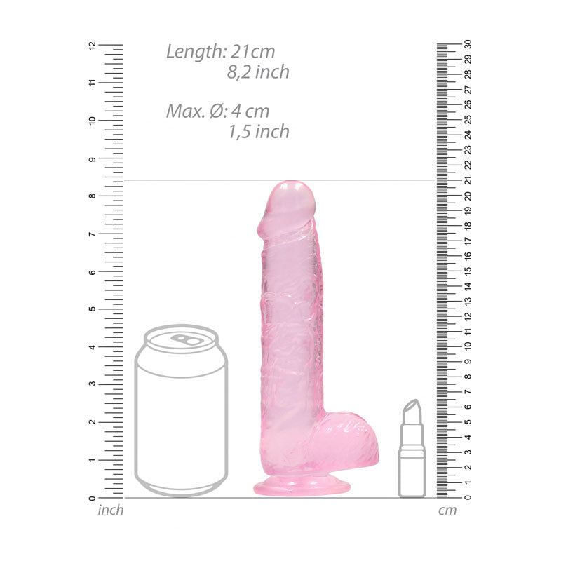 Realrock Crystal Clear 8 Inch Realistic Dildo With Balls – Body-Safe Dildo