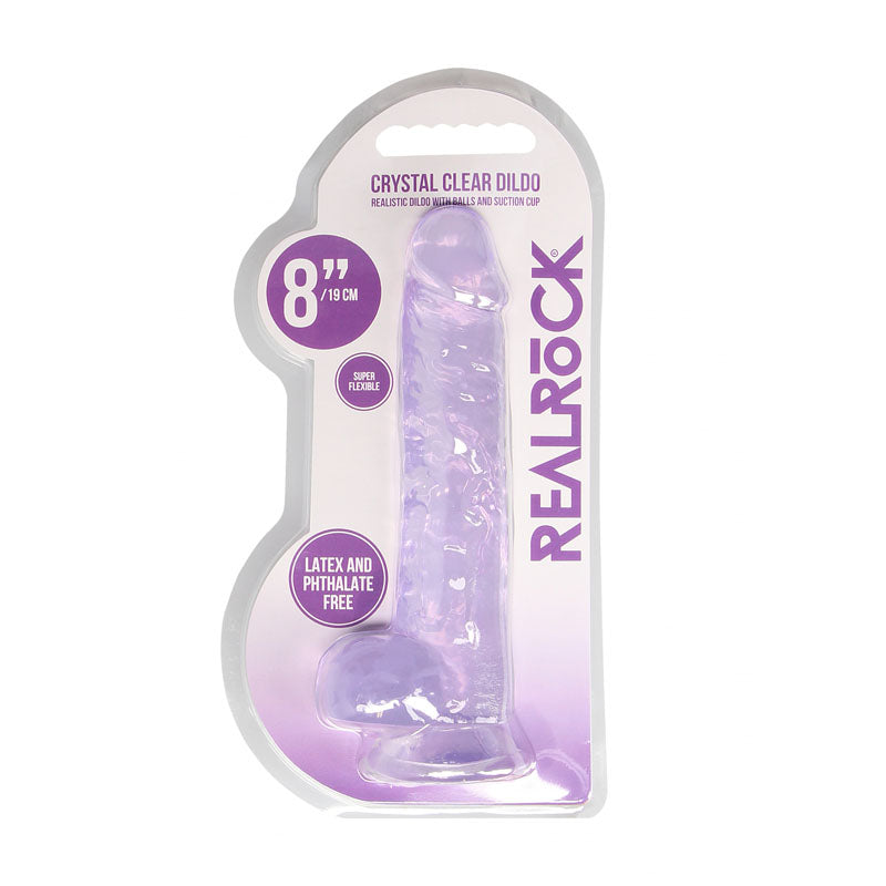 Realrock Crystal Clear (Transparent) – 8 Inch Realistic Dildo with Balls