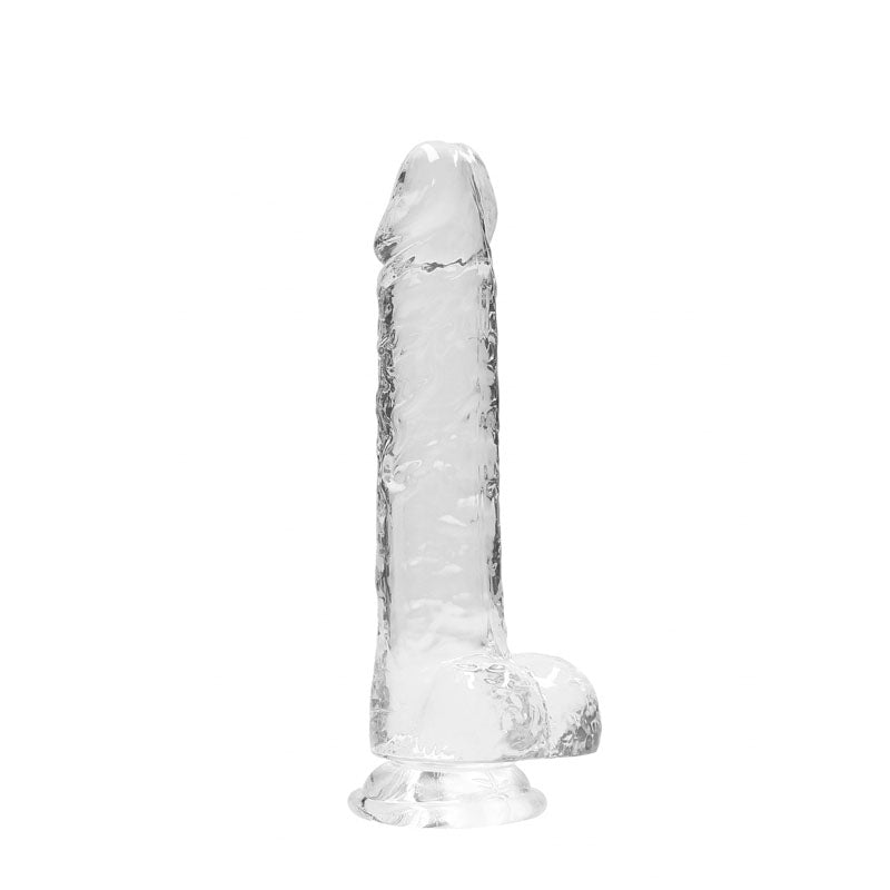REALROCK Crystal Clear 8 Inch Realistic Dildo with Balls – Body-Safe Dildo
