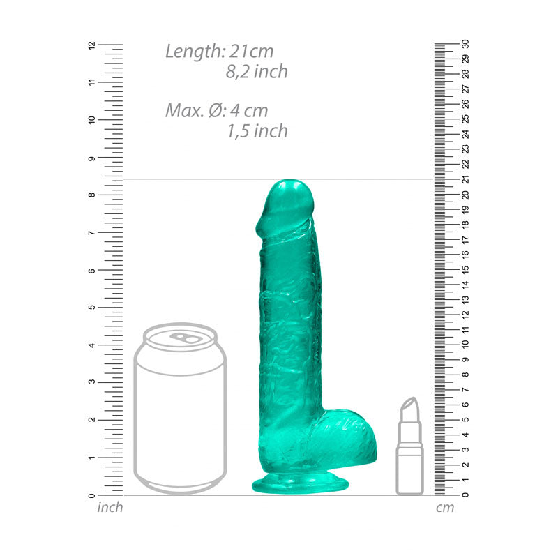 Realrock Crystal Clear 8 Inch Realistic Dildo With Balls – Body-Safe Dildo