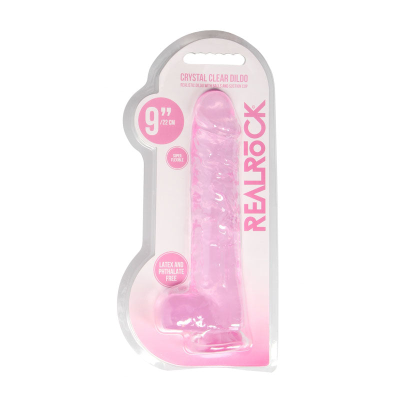 RealRock Crystal Clear 9 Inch Realistic Dildo With Balls