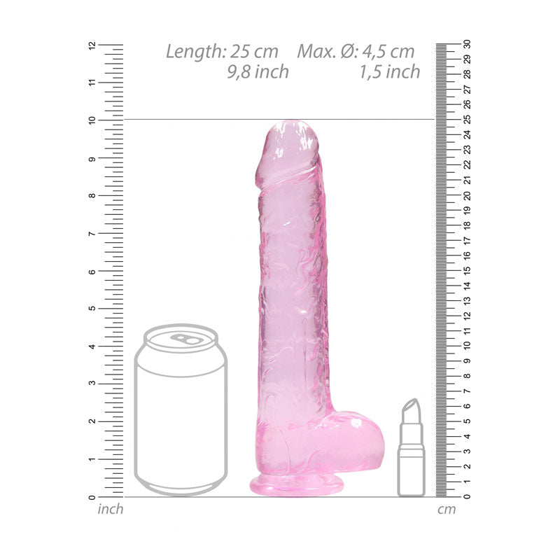 RealRock Crystal Clear 9 Inch Realistic Dildo With Balls