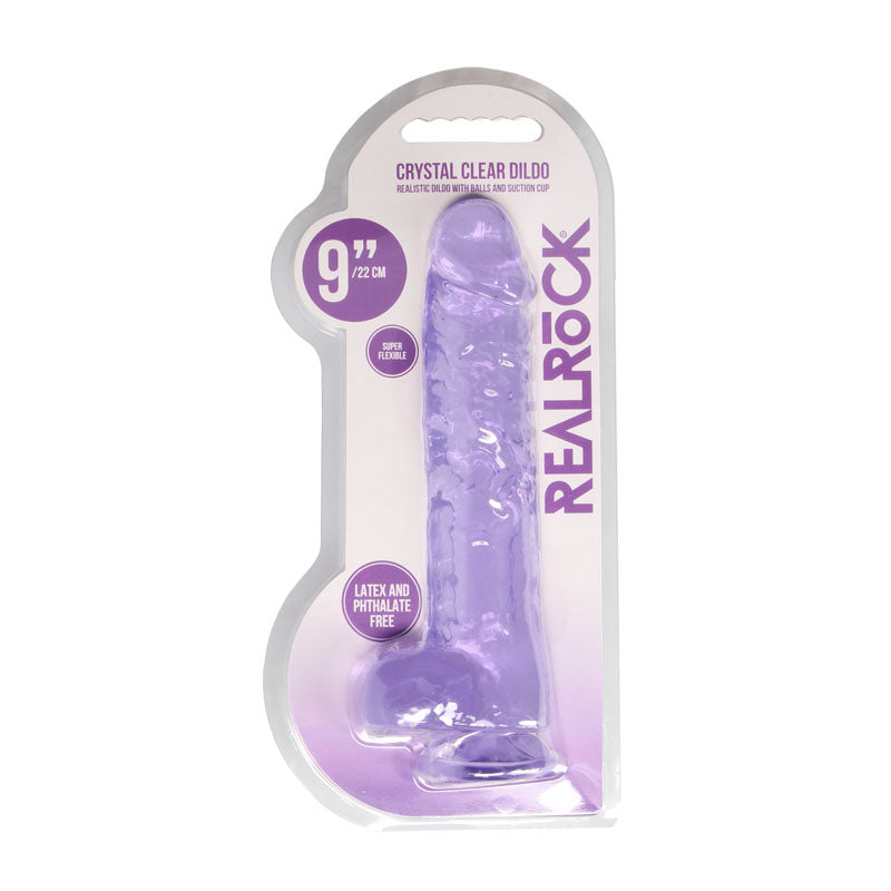 RealRock Crystal Clear 9 Inch Realistic Dildo With Balls - Suction Cup Dildo