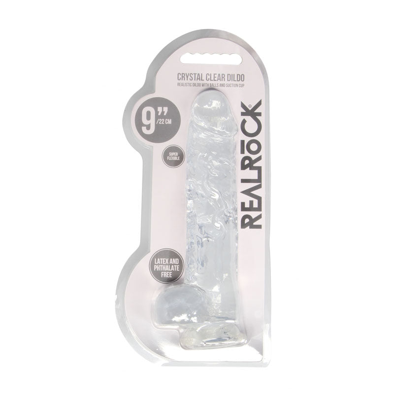 RealRock Crystal Clear 9 Inch Realistic Dildo With Balls – Body-Safe Dildo