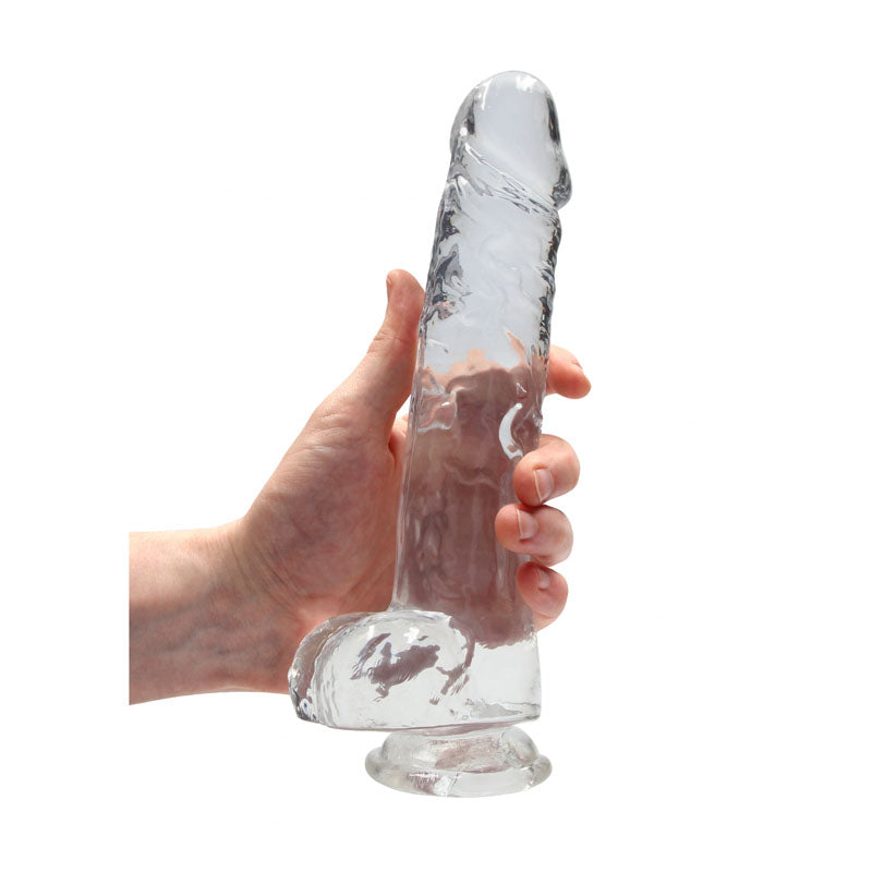 RealRock Crystal Clear 9 Inch Realistic Dildo With Balls – Body-Safe Dildo