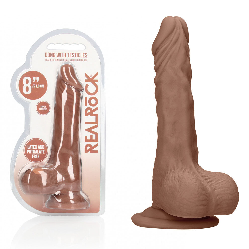 RealRock 8 Inch Realistic Dong with Balls – Phthalate-Free Dong