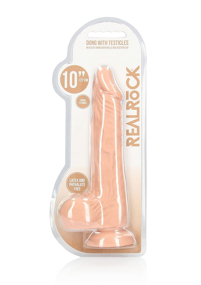 RealRock 10 Inch Realistic Dong With Testicles Flesh