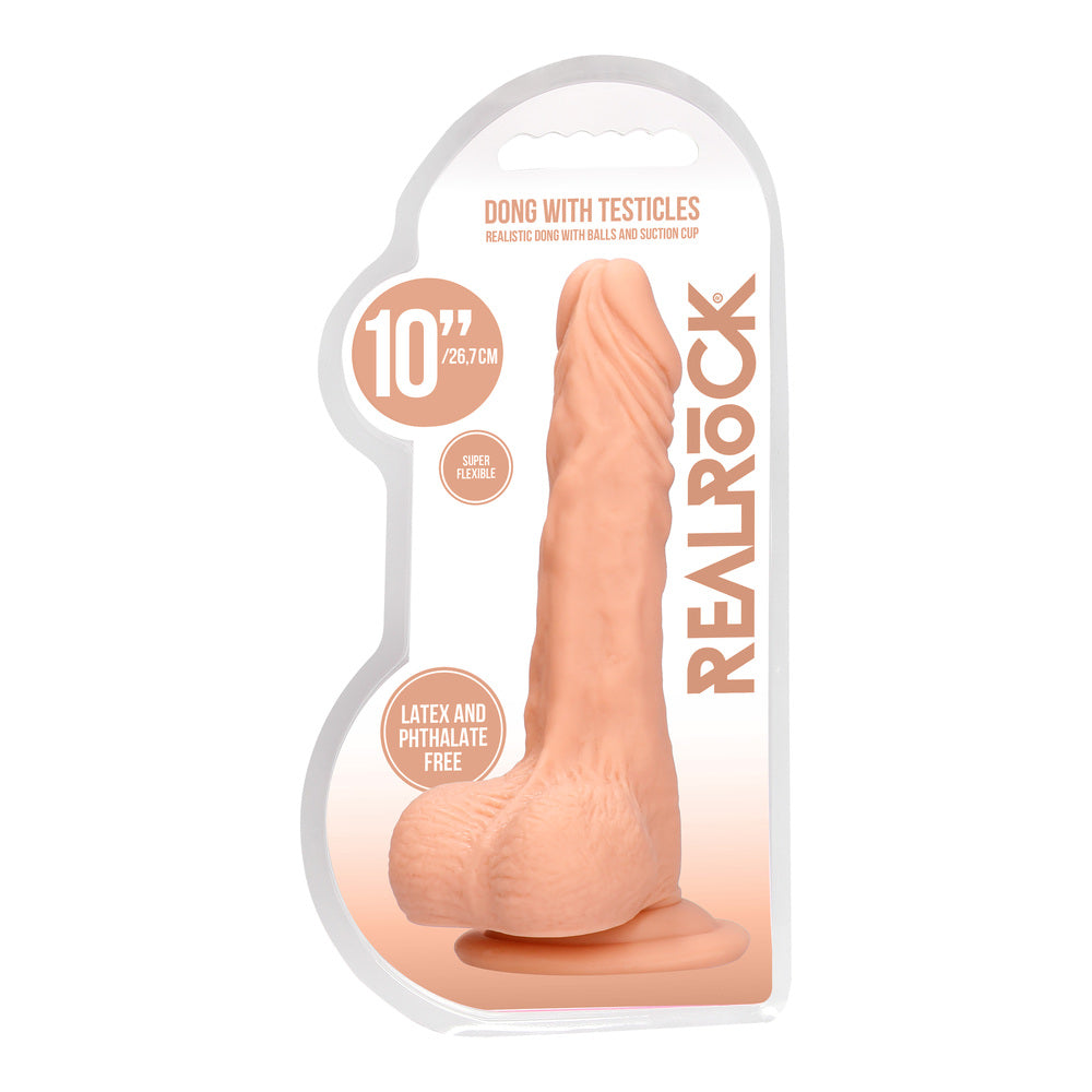 RealRock 10 Inch Realistic Dong With Testicles Flesh
