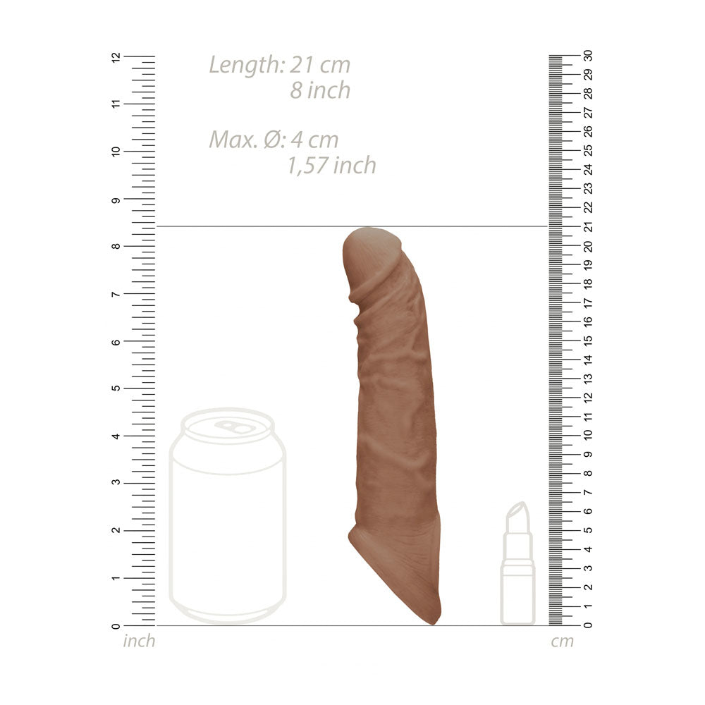 Realrock 8 Inch Realistic Penis Extender with Rings – Penis Extension Sleeve