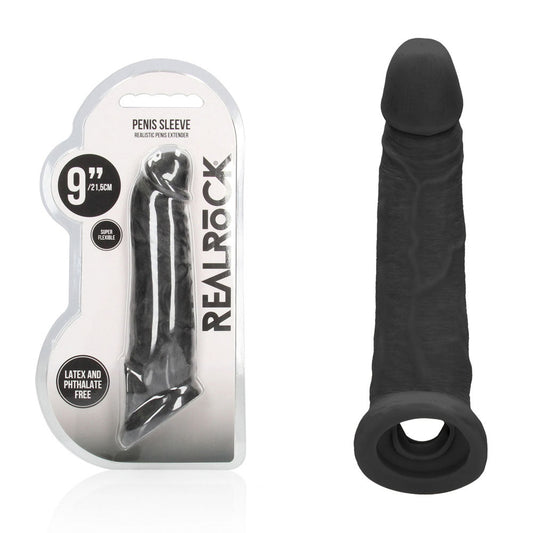 Realrock Realistic Penis Extender 9 Inch Phthalate-Free Penis Extension Sleeve