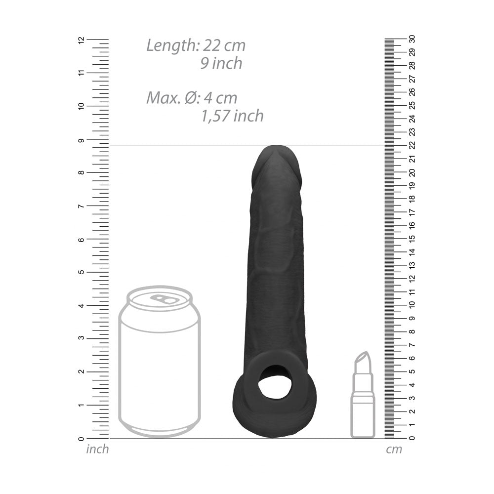 Realrock Realistic Penis Extender 9 Inch Phthalate-Free Penis Extension Sleeve