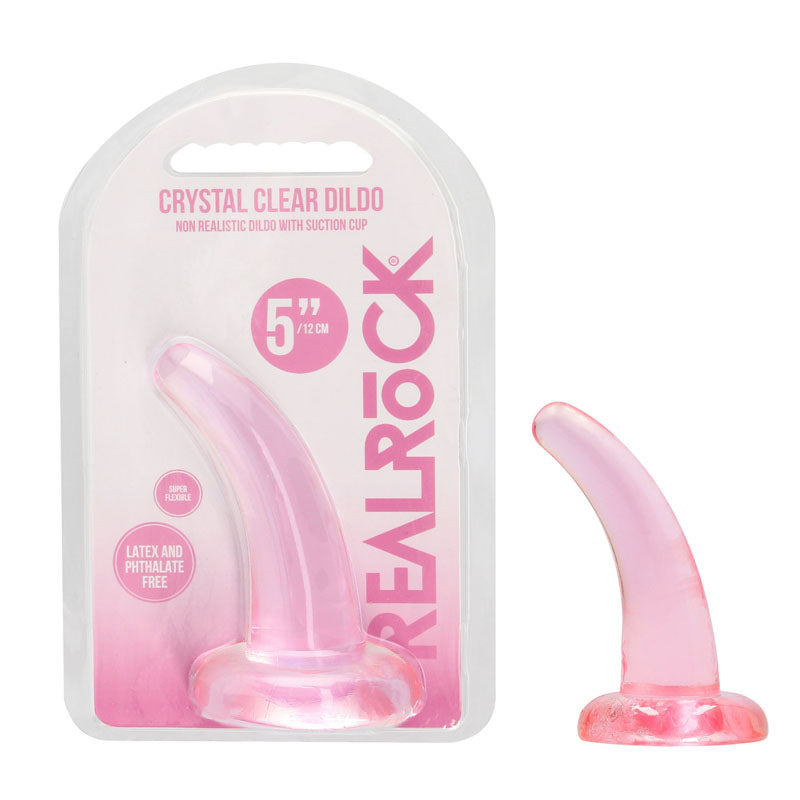 RealRock Crystal Clear Curved Dildo With Suction Cup – 11.5 cm Dildo